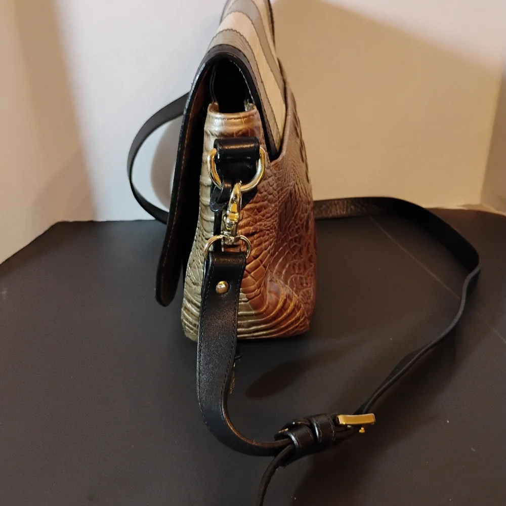 Brahmin Leather Croc Patchwork Shoulder Purse - Picture 13 of 16